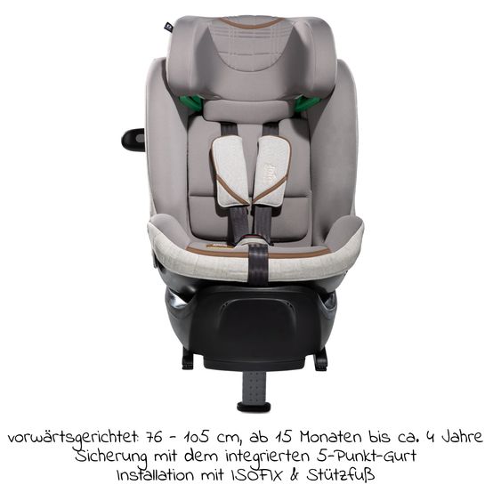 Joie Signature Reboarder-Kindersitz i-Spin XL i-Size ab Geburt - 12 Jahre (40 cm - 150 cm) 360° drehbar inkl. Isofix-Basis - Signature - Oyster