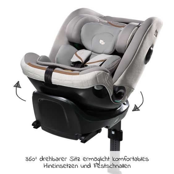 Joie Signature Reboarder-Kindersitz i-Spin XL i-Size ab Geburt - 12 Jahre (40 cm - 150 cm) 360° drehbar inkl. Isofix-Basis - Signature - Oyster