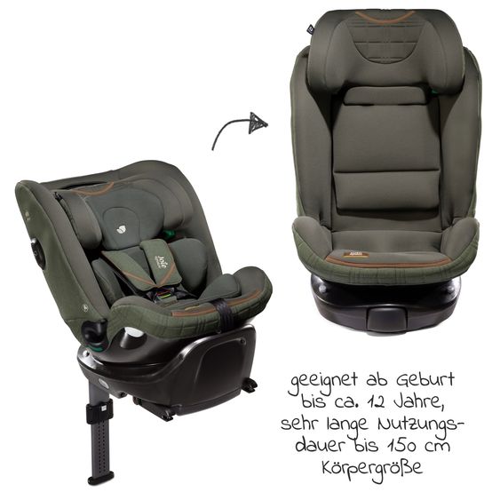 Joie Signature Reboarder-Kindersitz i-Spin XL i-Size ab Geburt - 12 Jahre (40 cm - 150 cm) 360° drehbar inkl. Isofix-Basis - Signature - Pine