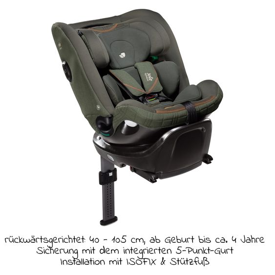 Joie Signature Reboarder-Kindersitz i-Spin XL i-Size ab Geburt - 12 Jahre (40 cm - 150 cm) 360° drehbar inkl. Isofix-Basis - Signature - Pine