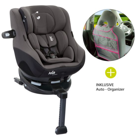 joie Reboarder-Kindersitz Spin 360 GT - Gruppe 0+/1 - ab Geburt - 4 Jahre (ab Geburt - 18 kg) mit Isofix-Basis inkl. Auto - Organizer - Ember