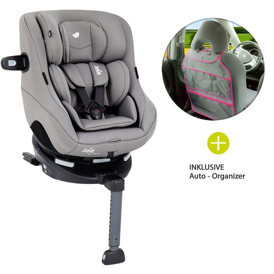 joie Reboarder-Kindersitz Spin 360 GT - Gruppe 0+/1 - ab Geburt - 4 Jahre (ab Geburt - 18 kg) inkl. Auto - Organizer - Gray Flannel