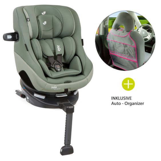 joie Reboarder-Kindersitz Spin 360 GT - Gruppe 0+/1 - ab Geburt - 4 Jahre (ab Geburt - 18 kg) mit Isofix-Basis inkl. Auto - Organizer - Laurel