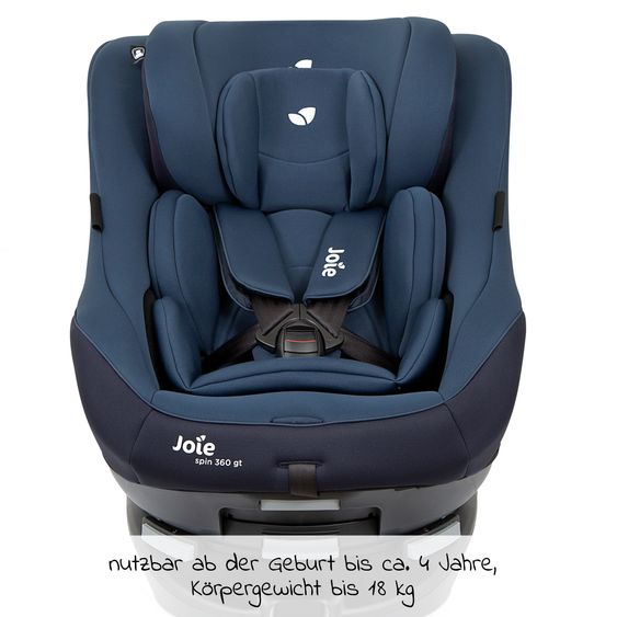joie Reboarder-Kindersitz Spin 360 GT - Gruppe 0+/1 - ab Geburt - 4 Jahre (ab Geburt-18 kg) mit Isofix-Basis - Deep Sea