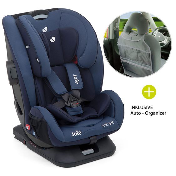 joie Reboarder-Kindersitz Verso Gruppe 0+/1/2/3 - ab Geburt - 12 Jahre (ab Geburt - 36 kg) mit Isofix inkl. Auto - Organizer - Deep Sea