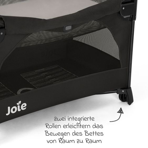 joie Travel cot and co-sleeper Kubbie Sleep from birth-15 kg incl. mattress, carrycot & harness system - Shale