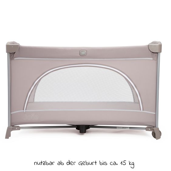 joie Reisebett Allura 120 ab Geburt-15 kg inkl. gepolsterte Einlage & Bassinet-Einhang - Satellite