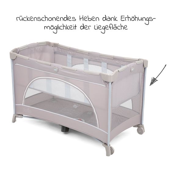 joie Reisebett Allura 120 ab Geburt-15 kg inkl. gepolsterte Einlage & Bassinet-Einhang - Satellite
