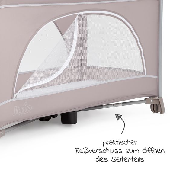 joie Reisebett Allura 120 ab Geburt-15 kg inkl. gepolsterte Einlage & Bassinet-Einhang - Satellite