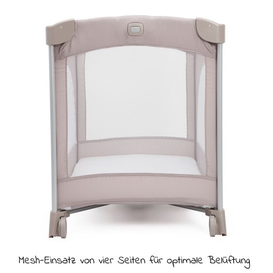 joie Reisebett Allura 120 ab Geburt-15 kg inkl. gepolsterte Einlage & Bassinet-Einhang - Satellite