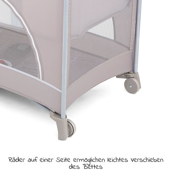 joie Reisebett Allura 120 ab Geburt-15 kg inkl. gepolsterte Einlage & Bassinet-Einhang - Satellite