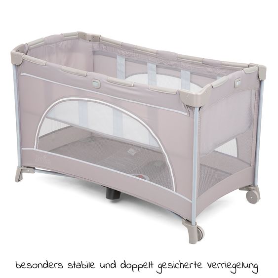 joie Reisebett Allura 120 ab Geburt-15 kg inkl. gepolsterte Einlage & Bassinet-Einhang - Satellite
