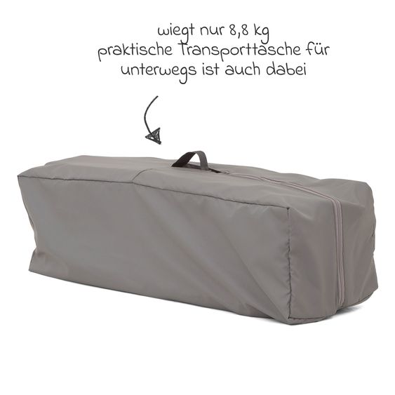 joie Reisebett und Beistellbett Kubbie Sleep ab Geburt-15 kg inkl. Matratze, Transporttasche & Gurtsystem - Foggy Gray