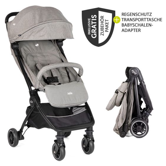 joie Reisebuggy Pact mit nur 6 kg inkl. Transporttasche, Adapter & Regenschutz - Gray Flannel