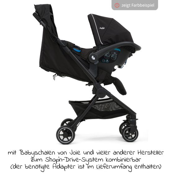 joie Reisebuggy Pact mit nur 6 kg inkl. Transporttasche, Adapter & Regenschutz - Gray Flannel