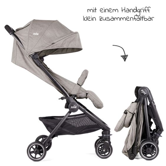 joie Reisebuggy Pact mit nur 6 kg inkl. Transporttasche, Adapter & Regenschutz - Gray Flannel