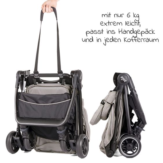 joie Reisebuggy Pact mit nur 6 kg inkl. Transporttasche, Adapter & Regenschutz - Gray Flannel