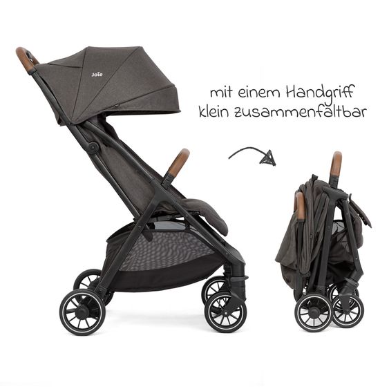 joie Reisebuggy & Sportwagen Pact Pro bis 22 kg belastbar mit Liegeposition nur 6,3 kg leicht inkl. Transporttasche, Adapter & Regenschutz - Cycle - Shell Grey