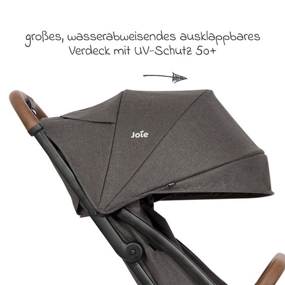 joie Reisebuggy & Sportwagen Pact Pro bis 22 kg belastbar mit Liegeposition nur 6,3 kg leicht inkl. Transporttasche, Adapter & Regenschutz - Cycle - Shell Grey