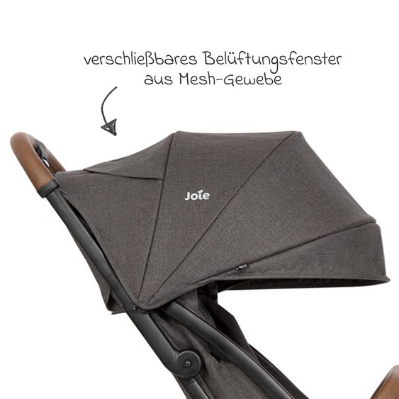 joie Reisebuggy & Sportwagen Pact Pro bis 22 kg belastbar mit Liegeposition nur 6,3 kg leicht inkl. Transporttasche, Adapter & Regenschutz - Cycle - Shell Grey