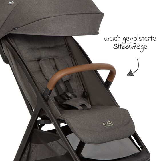 joie Reisebuggy & Sportwagen Pact Pro bis 22 kg belastbar mit Liegeposition nur 6,3 kg leicht inkl. Transporttasche, Adapter & Regenschutz - Cycle - Shell Grey