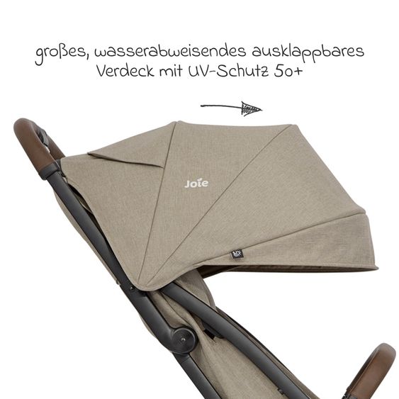 joie Reisebuggy & Sportwagen Pact Pro bis 22 kg belastbar mit Liegeposition nur 6,3 kg leicht inkl. Transporttasche, Adapter & Regenschutz - Oak