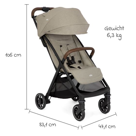 joie Reisebuggy & Sportwagen Pact Pro bis 22 kg belastbar mit Liegeposition nur 6,3 kg leicht inkl. Transporttasche, Adapter & Regenschutz - Oak