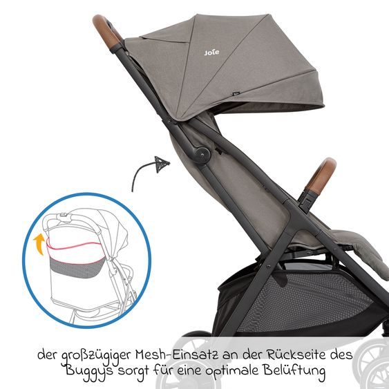 joie Reisebuggy & Sportwagen Pact Pro bis 22 kg belastbar mit Liegeposition nur 6,3 kg leicht inkl. Transporttasche, Adapter & Regenschutz - Pebble