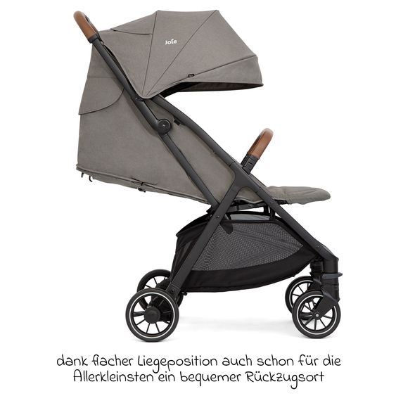 joie Reisebuggy & Sportwagen Pact Pro bis 22 kg belastbar mit Liegeposition nur 6,3 kg leicht inkl. Transporttasche, Adapter & Regenschutz - Pebble