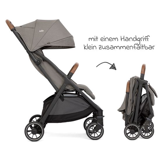 joie Reisebuggy & Sportwagen Pact Pro bis 22 kg belastbar mit Liegeposition nur 6,3 kg leicht inkl. Transporttasche, Adapter & Regenschutz - Pebble