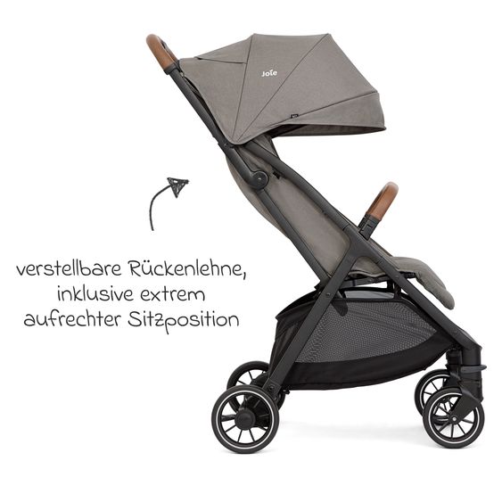 joie Reisebuggy & Sportwagen Pact Pro bis 22 kg belastbar mit Liegeposition nur 6,3 kg leicht inkl. Transporttasche, Adapter & Regenschutz - Pebble