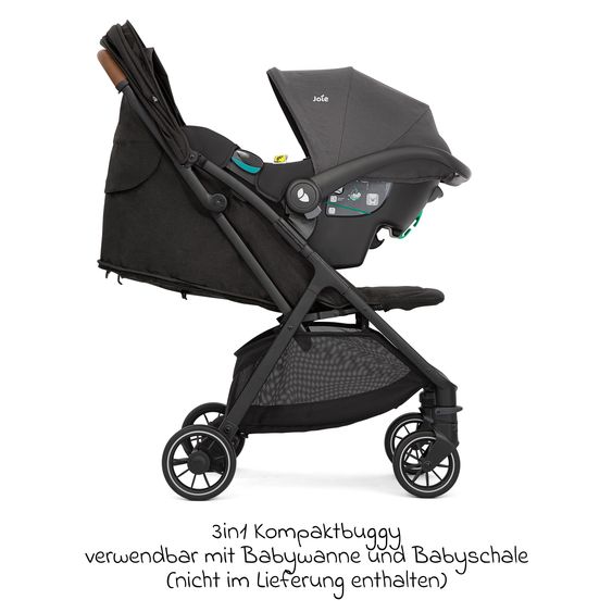 joie Reisebuggy & Sportwagen Pact Pro bis 22 kg belastbar mit Liegeposition nur 6,3 kg leicht inkl. Transporttasche, Adapter & Regenschutz - Shale