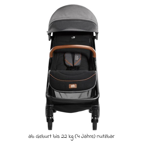 Joie Signature Reisebuggy & Sportwagen Parcel bis 22 kg belastbar nur 6,9 kg leicht mit Liegefunktion inkl. Regenschutz, Adapter & Transporttasche - Signature - Carbon