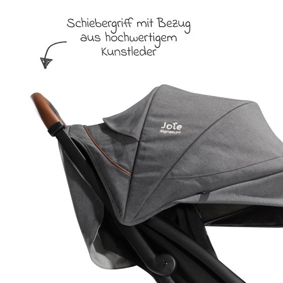 Joie Signature Reisebuggy & Sportwagen Parcel bis 22 kg belastbar nur 6,9 kg leicht mit Liegefunktion inkl. Regenschutz, Adapter & Transporttasche - Signature - Carbon