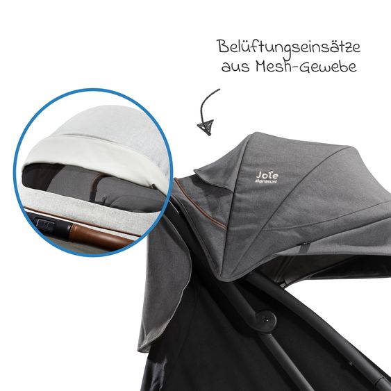 Joie Signature Reisebuggy & Sportwagen Parcel bis 22 kg belastbar nur 6,9 kg leicht mit Liegefunktion inkl. Regenschutz, Adapter & Transporttasche - Signature - Carbon