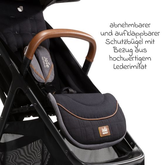 Joie Signature Reisebuggy & Sportwagen Parcel bis 22 kg belastbar nur 6,9 kg leicht mit Liegefunktion inkl. Regenschutz, Adapter & Transporttasche - Signature - Carbon