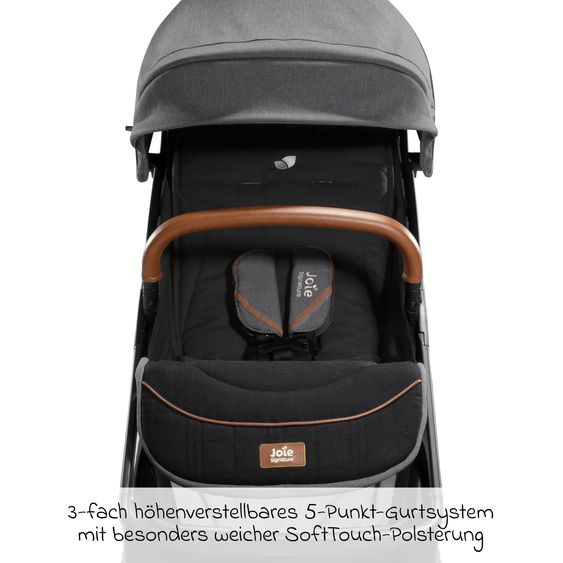 Joie Signature Reisebuggy & Sportwagen Parcel bis 22 kg belastbar nur 6,9 kg leicht mit Liegefunktion inkl. Regenschutz, Adapter & Transporttasche - Signature - Carbon