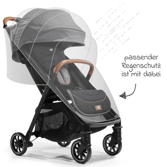 Joie Signature Reisebuggy & Sportwagen Parcel bis 22 kg belastbar nur 6,9 kg leicht mit Liegefunktion inkl. Regenschutz, Adapter & Transporttasche - Signature - Carbon