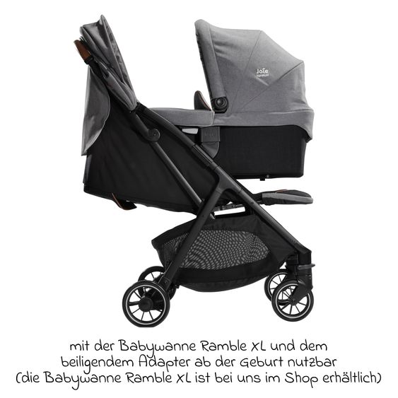 Joie Signature Reisebuggy & Sportwagen Parcel bis 22 kg belastbar nur 6,9 kg leicht mit Liegefunktion inkl. Regenschutz, Adapter & Transporttasche - Signature - Carbon