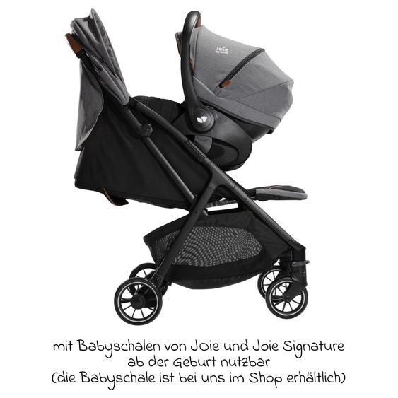 Joie Signature Reisebuggy & Sportwagen Parcel bis 22 kg belastbar nur 6,9 kg leicht mit Liegefunktion inkl. Regenschutz, Adapter & Transporttasche - Signature - Carbon