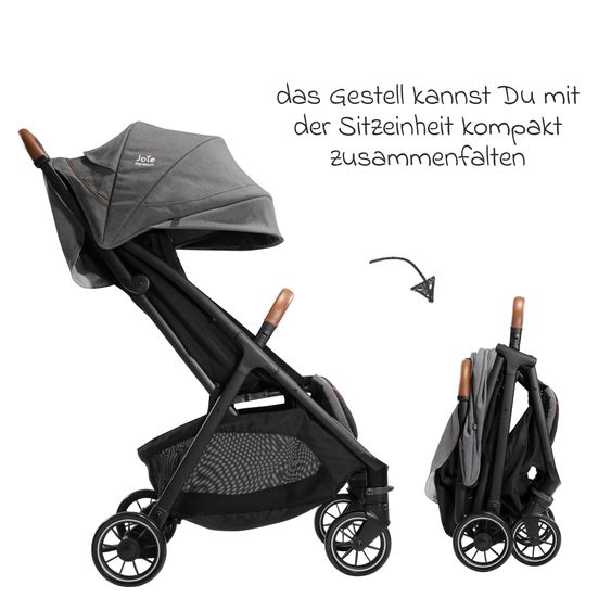 Joie Signature Reisebuggy & Sportwagen Parcel bis 22 kg belastbar nur 6,9 kg leicht mit Liegefunktion inkl. Regenschutz, Adapter & Transporttasche - Signature - Carbon