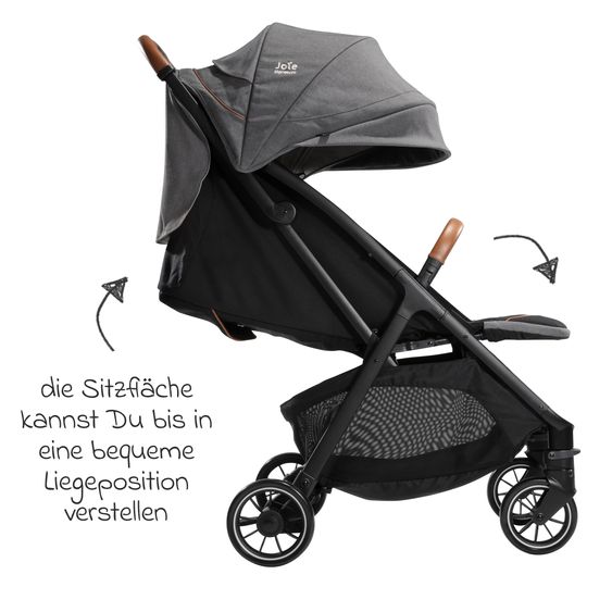 Joie Signature Reisebuggy & Sportwagen Parcel bis 22 kg belastbar nur 6,9 kg leicht mit Liegefunktion inkl. Regenschutz, Adapter & Transporttasche - Signature - Carbon