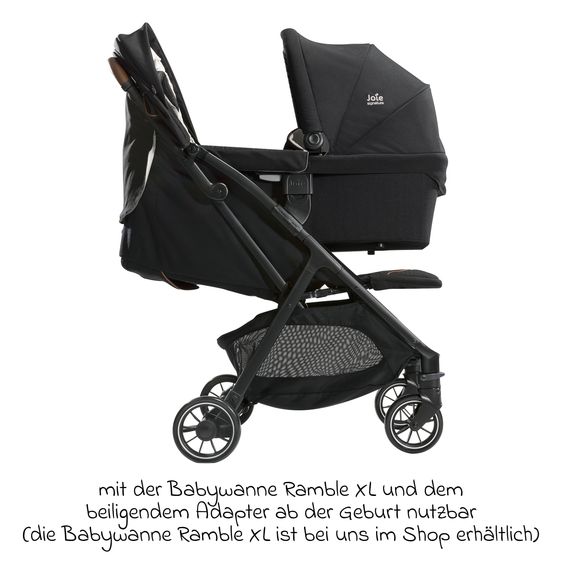 Joie Signature Reisebuggy & Sportwagen Parcel bis 22 kg belastbar nur 6,9 kg leicht mit Liegefunktion inkl. Regenschutz, Adapter & Transporttasche - Signature - Eclipse