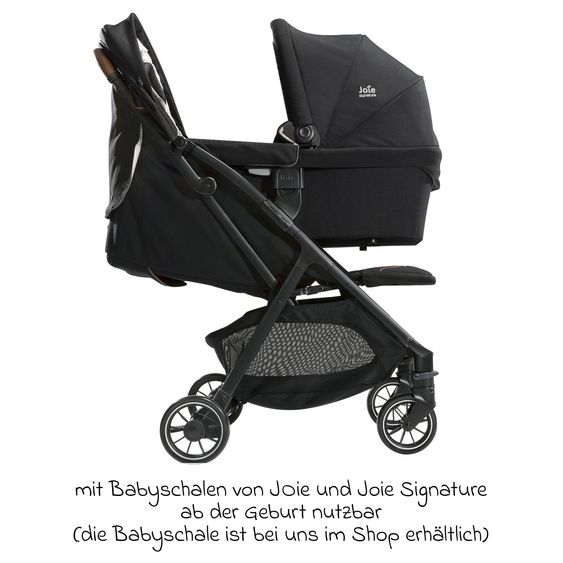 Joie Signature Reisebuggy & Sportwagen Parcel bis 22 kg belastbar nur 6,9 kg leicht mit Liegefunktion inkl. Regenschutz, Adapter & Transporttasche - Signature - Eclipse