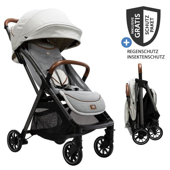 Joie Signature Reisebuggy & Sportwagen Parcel bis 22 kg belastbar nur 6,9 kg leicht mit Liegefunktion inkl. Regenschutz, Insektenschutz, Adapter & Transporttasche - Signature - Oyster