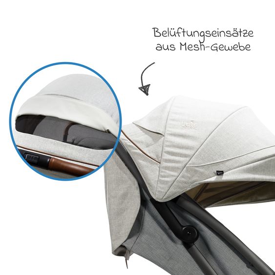 Joie Signature Reisebuggy & Sportwagen Parcel bis 22 kg belastbar nur 6,9 kg leicht mit Liegefunktion inkl. Regenschutz, Insektenschutz, Adapter & Transporttasche - Signature - Oyster