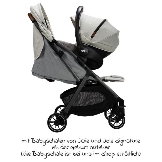 Joie Signature Reisebuggy & Sportwagen Parcel bis 22 kg belastbar nur 6,9 kg leicht mit Liegefunktion inkl. Regenschutz, Insektenschutz, Adapter & Transporttasche - Signature - Oyster