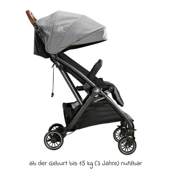 Joie Signature Reisebuggy & Sportwagen Tourist bis 15 kg belastbar nur 6,6 kg leicht mit Liegefunktion inkl. Regenschutz, Adapter, Tragegurt & Tragetasche - Signature - Carbon