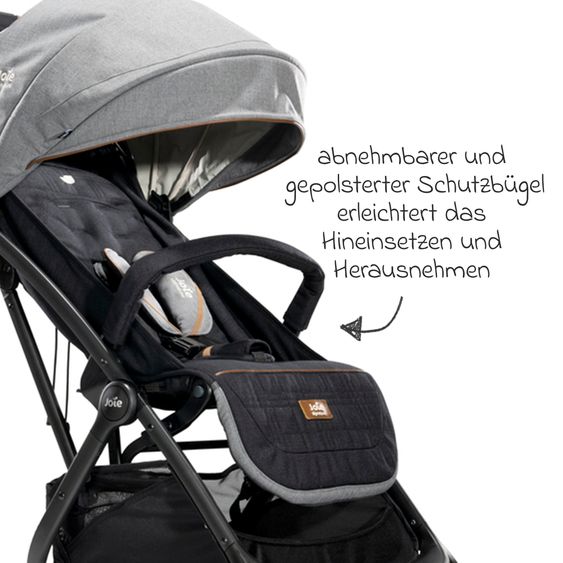 Joie Signature Reisebuggy & Sportwagen Tourist bis 15 kg belastbar nur 6,6 kg leicht mit Liegefunktion inkl. Regenschutz, Adapter, Tragegurt & Tragetasche - Signature - Carbon