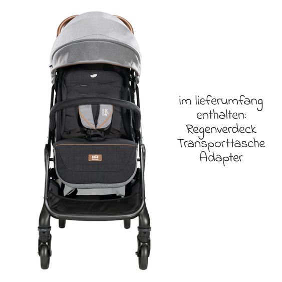 Joie Signature Reisebuggy & Sportwagen Tourist bis 15 kg belastbar nur 6,6 kg leicht mit Liegefunktion inkl. Regenschutz, Adapter, Tragegurt & Tragetasche - Signature - Carbon